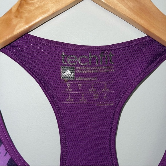 Adidas Sports Bra Women’s Size Small Purple Black Animal Print Racerback TechFit - Picture 4 of 5